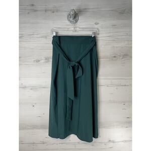 REC ROOM Skirt Womens Medium Green Maxi Tie Waist Side Slit Stretch Made in USA